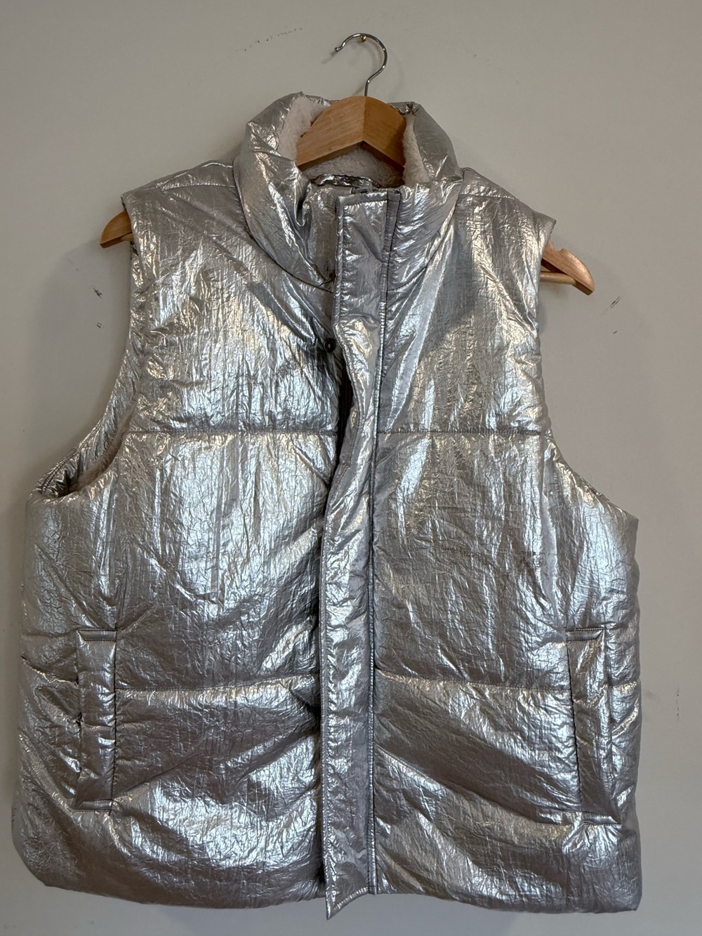 a new day Silver Metallic Puffer Vest